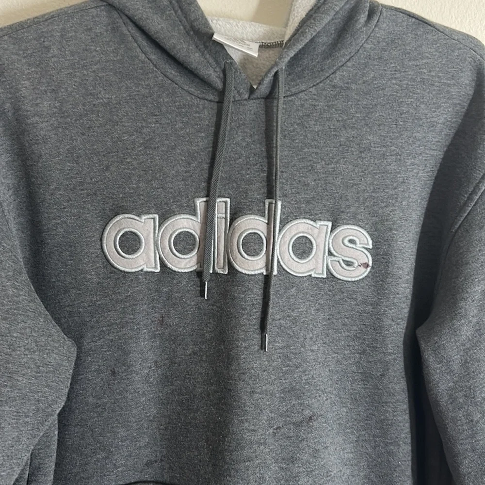 Adidas Gray Fleece  Long Sleeves Pullover Hoodie - Picture 5 of 17